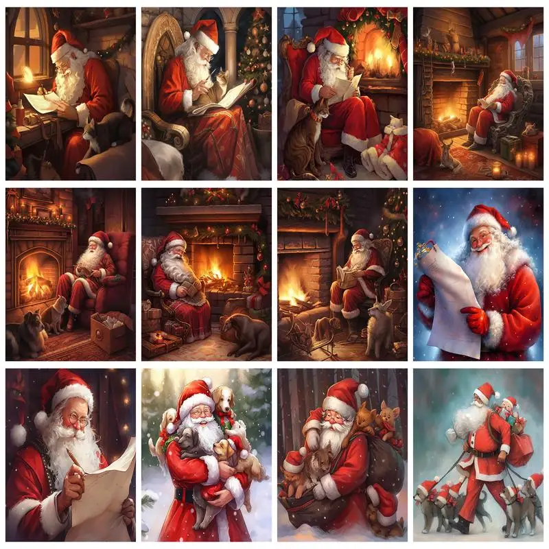 

RUOPOTY Full Square/Round Diamond Painting Christmas Embroidery Santa Claus Landscape Cross Stitch Mosaic Home Decoration Gift