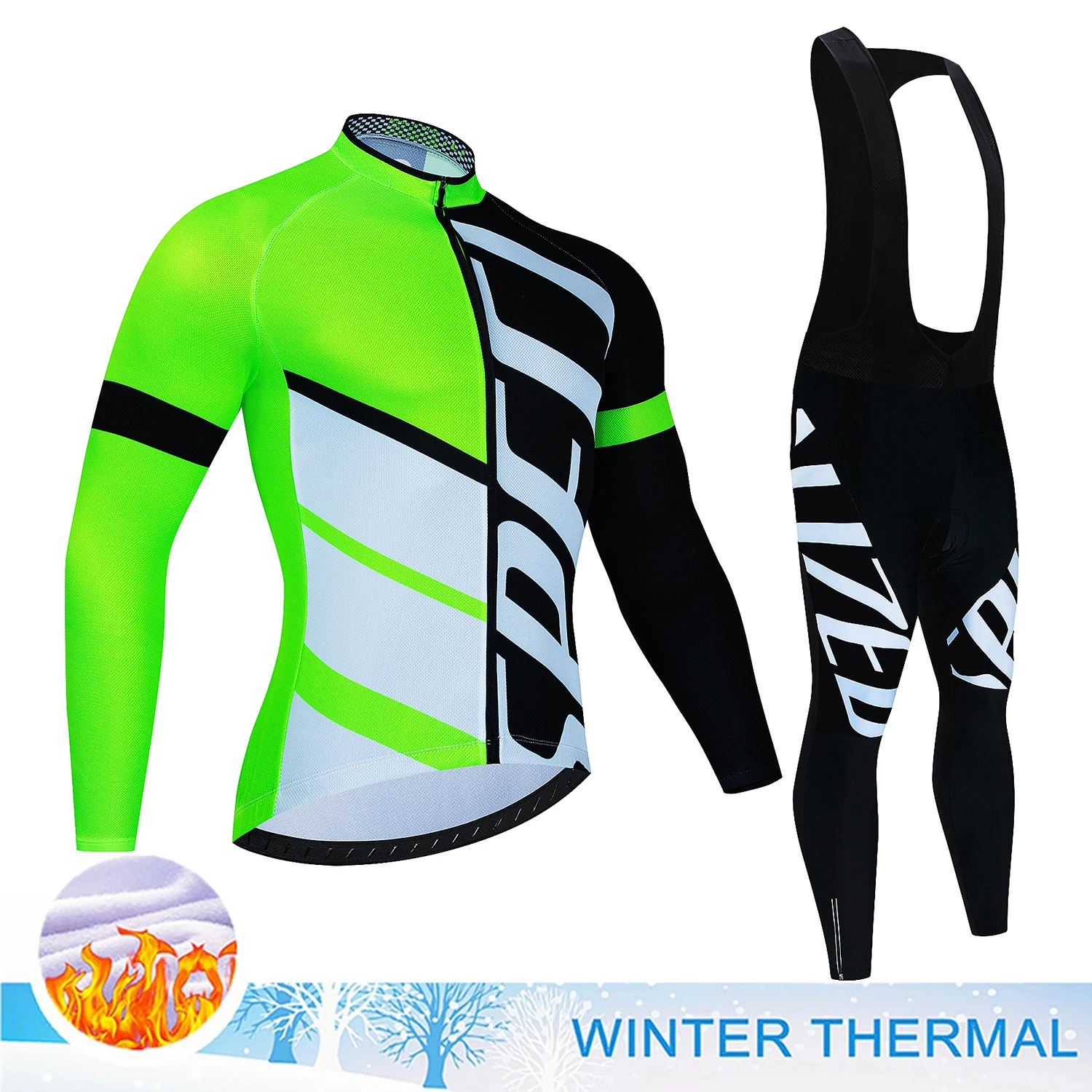 Cycling Mtb Tricuta Man Bike Jersey Costume Men's Winter Thermal Pants Gel Sports Clothing Outfit Set Fleece Bib Shirt Uniform