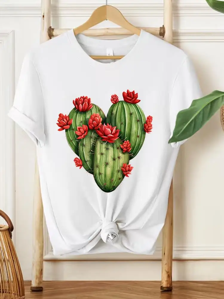 T-shirt imprimé à manches courtes et col rond pour femmes, vêtements décontractés pour femmes, mode féminine, tendance florale, style doux des années 90