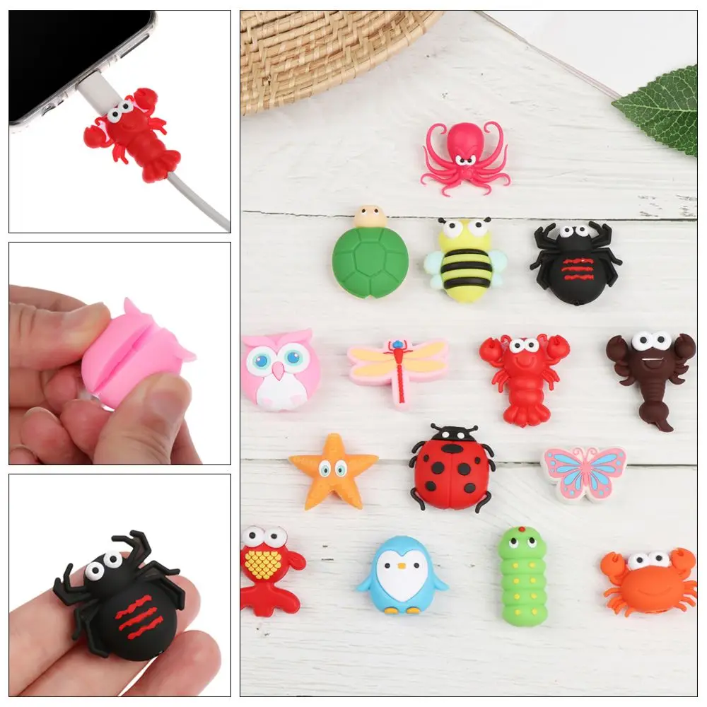 Cute Cartoon USB Charger Insect Shape Wire Cord Protector Silicone Case Cable Protectors Data Line Cover