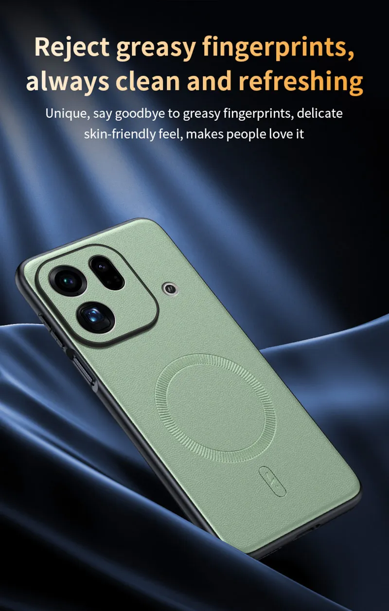 Für Oppo Find X9S Pro: Magnetische Schutzhülle aus Leder, Anti-Fingerabdruck, rutschfest, aus PC+TPU. – Detail 17