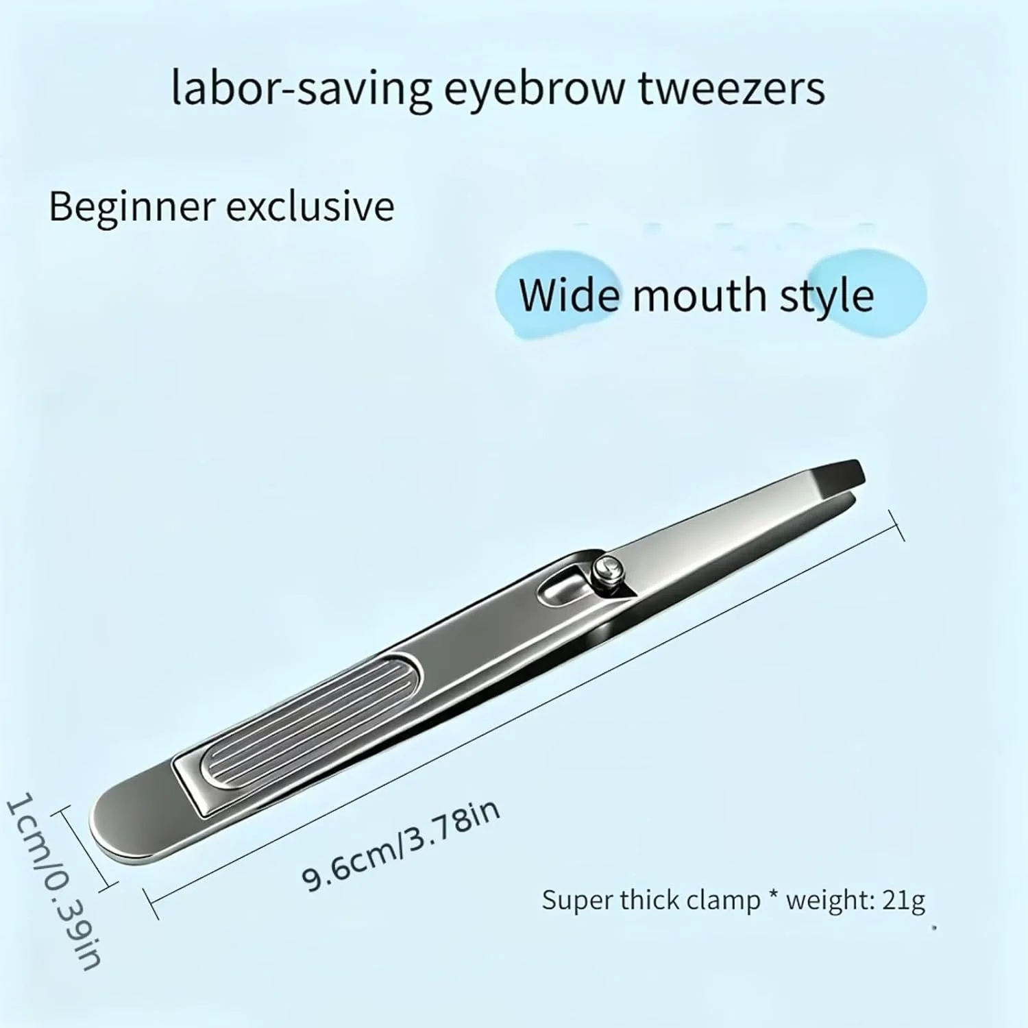 Stainless Steel Labor-Saving Eyebrow Tweezers, Lever Design Precision Tweezers, Slant Tip & Pointed Tip Facial Hair Plucker