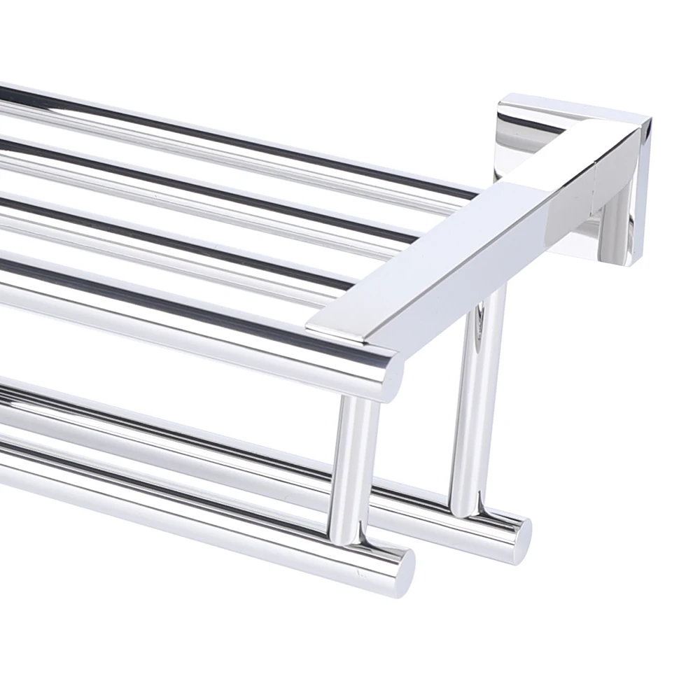 Modern Wall Mounted Towel Rack Bathroom Stainless Steel Holder Storage Shelf Rail