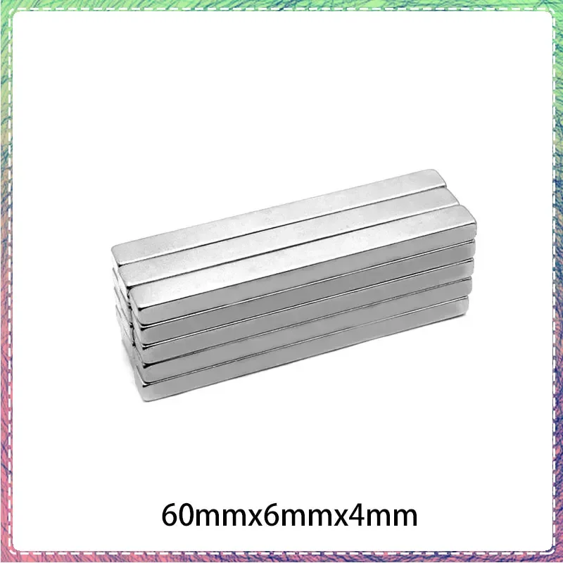 2/5/10/20PCS 60x6x4mm Neodymium Block Rectangular Magnets Super Strong N35 Permanent Square Magnet Cube Imanes Magnetic Sheet