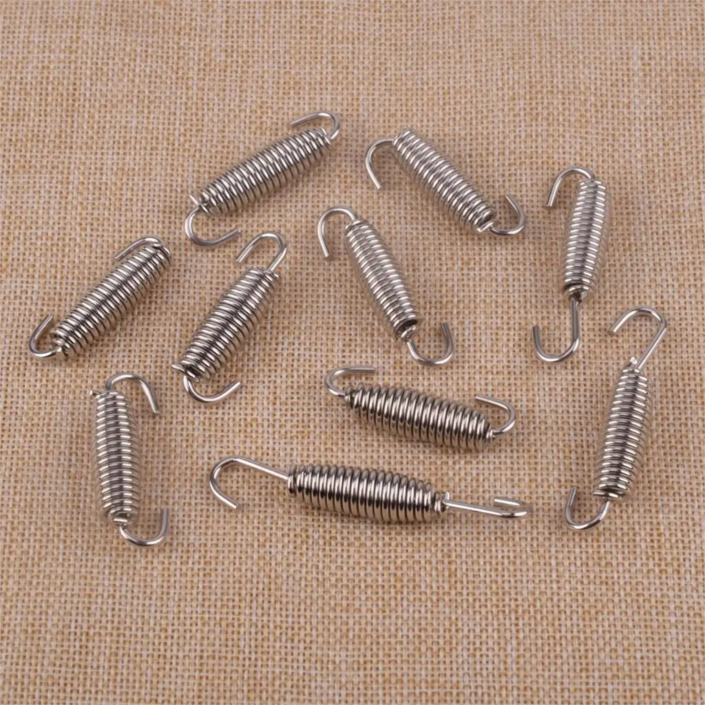 10pcs 68mm Motorcycle Stainless Steel Silver ATV Muffler Exhaust Pipe Tube Swivel Spring