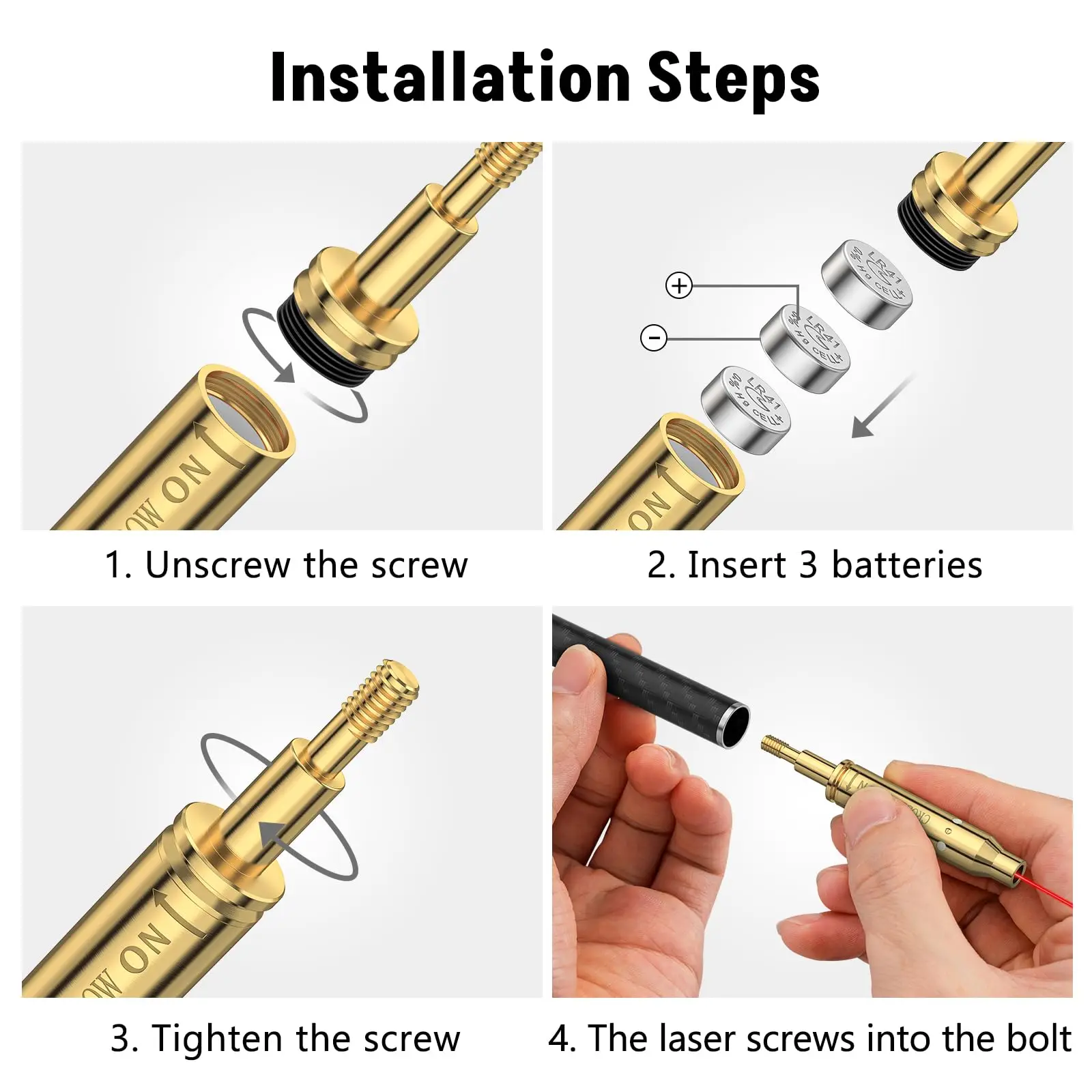 MidTen 석궁 레이저 보어 조준기, 온 오프 스위치 포함, 레드 활 양궁 도구, 사이트 조준기, 추가 배터리 포함