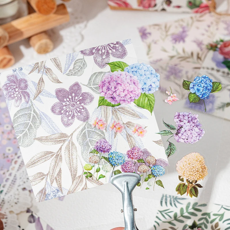 50 Sheets PET Die cut Stickers book Plants Flowers Decorative handmade Craft Material Diary Album Scrapbooking Supplies