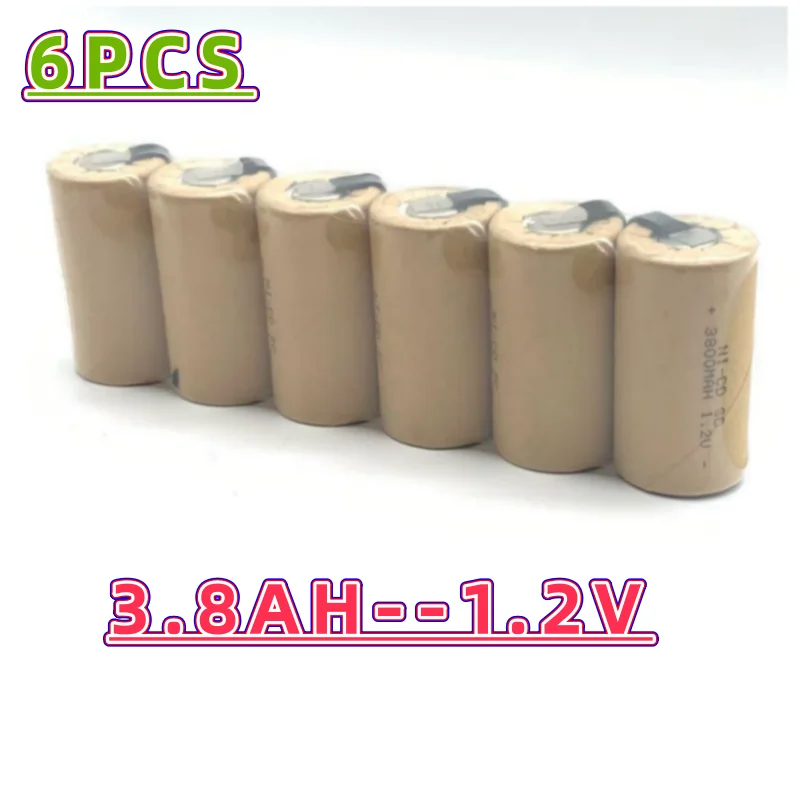 New 100% Electric Drill SC Batteries 1.2V 3800mAh Sub C Ni-Cd Rechargeable Battey With Tab Power Tool NiCd SUBC Cells