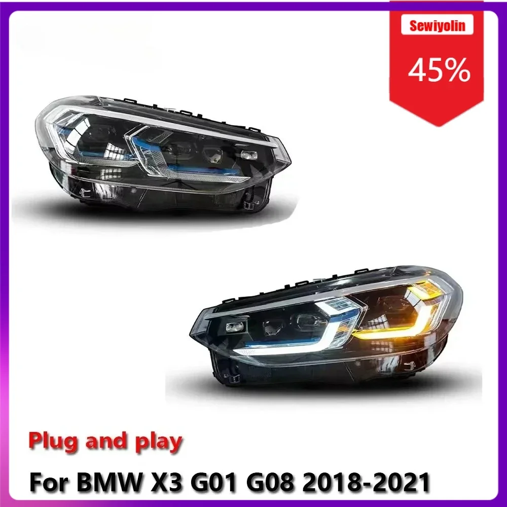 

Sewiyolin Car Accessories Headlight Led For BMW X3 G01 G08 2018-2021 Laser Auto DRL Fog Trailer Lamps Turning Signal Voiture Plu