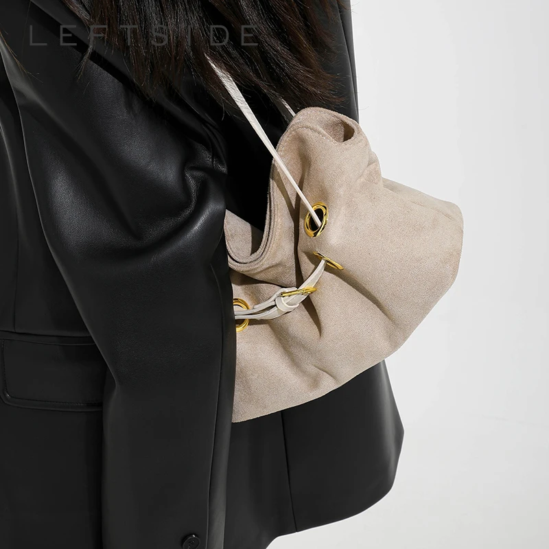 

Левая сторона, женская маленькая сумка через плечо из искусственной замши, зимняя сумка через плечо 2025 года, роскошные дизайнерские трендовые брендовые простые сумки и кошельки