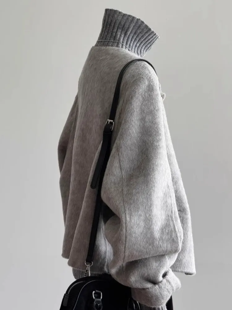 

Xiaoxiangfeng Women's Gray Woolen Coat High-End Autumn Winter Short Jacket 2024 New Style Elegant Fashion for Ladies