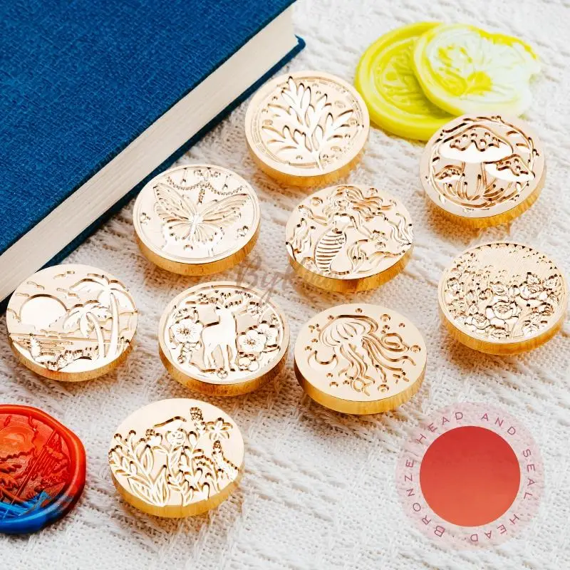 Wax Seal Stamp Copper Head With Wooden Handle Sunflower Basket Sealling Envelope Gifts Wrap Decor Wedding Party Invitations