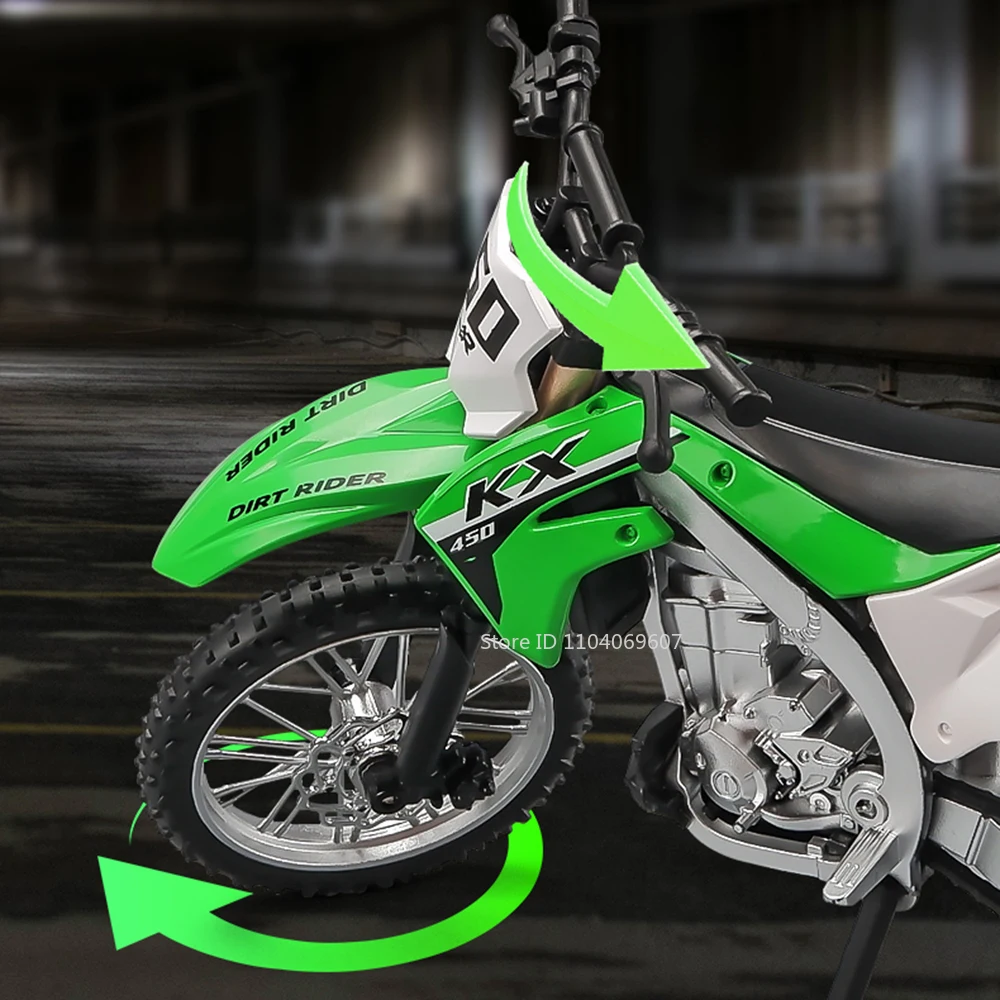 1:12 Kawasaki KX450 Speelgoed Motorfiets Modellen Legering Diecast Ninja 400 Motoren Schokabsorptie Rubberen Banden Model Speelgoed Kind Gift