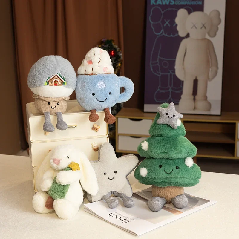 Árbol de Navidad y globo de nieve, juguetes de peluche, almohada navideña, decoración festiva, adornos rellenos, regalo de muñeco de compañero coleccionable
