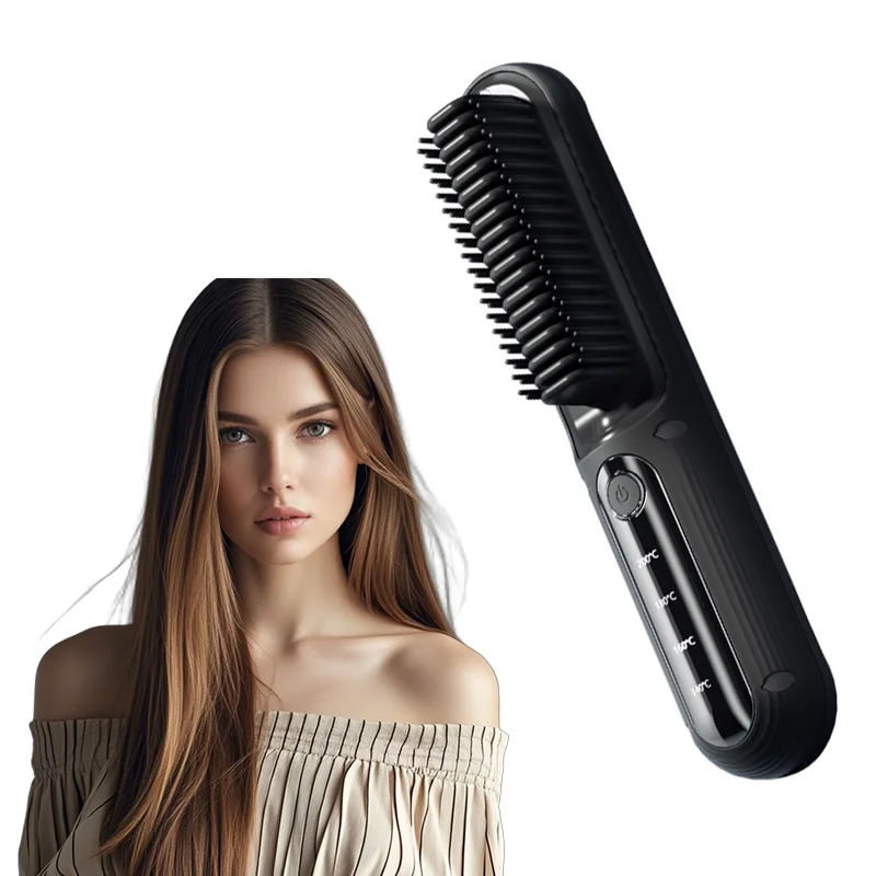 

Professional Portable Rechargeable Hair Straightener Comb Wireless USB Powered Negative Ionic Straightener for Household Use
