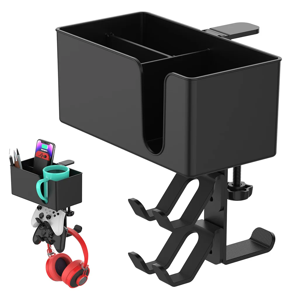 5-in-1 Adjustable Rotation Earphone Holder PC Gaming Headphone Stand Desk-Sided Clamp Headset Earphone Holder