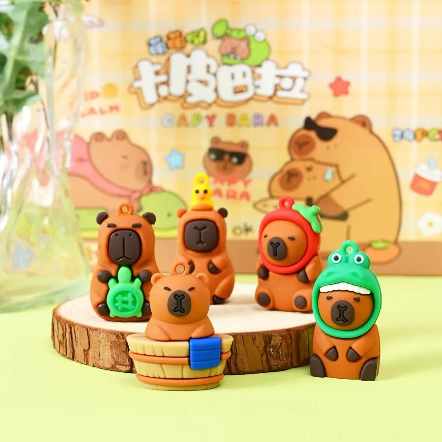 Cute 24pcs/Set Capybara Figure Blind Box Anime Capibara Figures Doll Keychain Pendant Decoration Toy For Children Christmas Gift