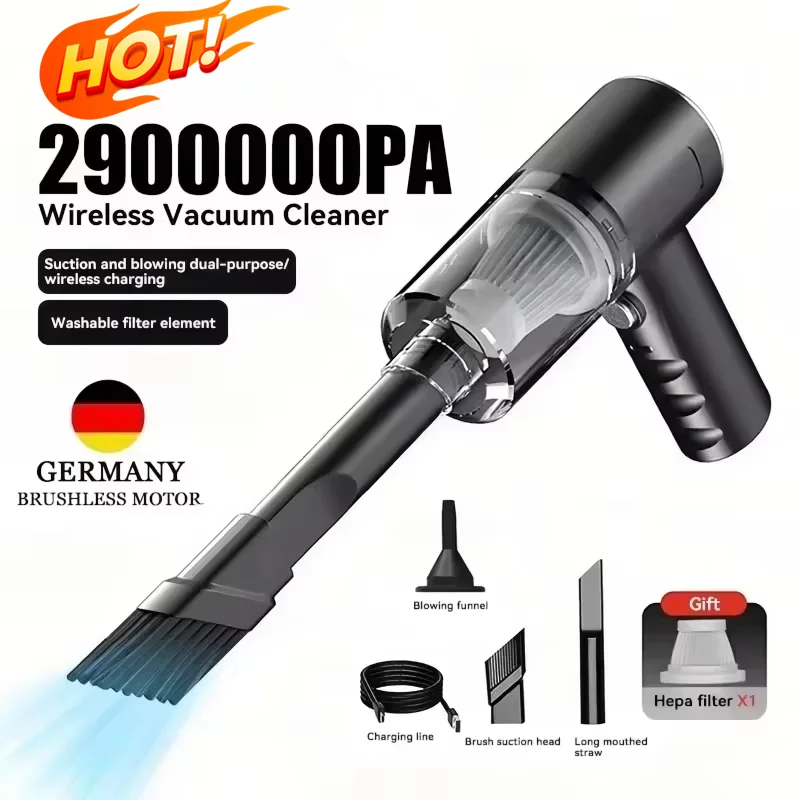 2026 Car Vacuum Cleaner 2900000 Pa 4 In 1 Powerful Clean Machine Wireless Blowing Suction Vacuum Cleaner household New