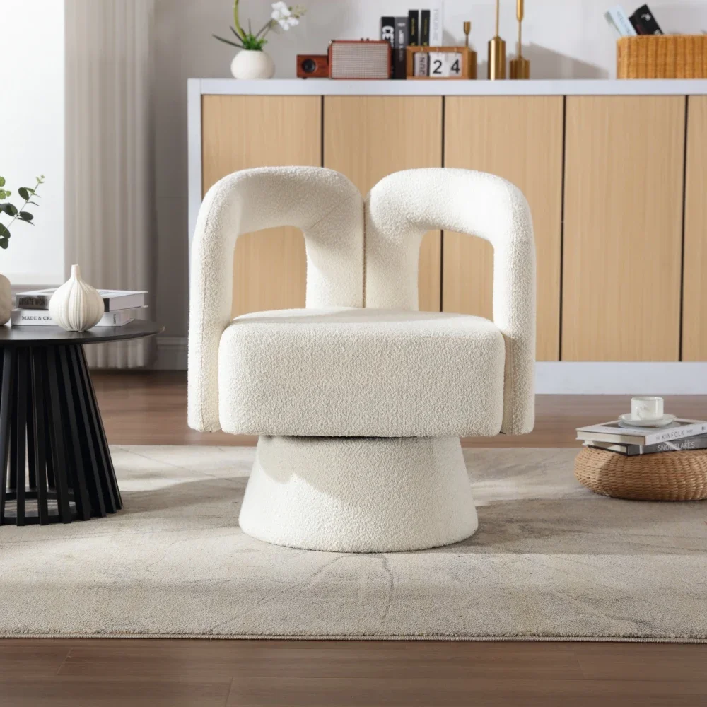 360-Grad-drehbare Cuddle Barrel-Akzentstühle, runder Sessel mit breiter Polsterung, flauschiger Stoffsessel für Wohnzimmer und Schlafzimmer