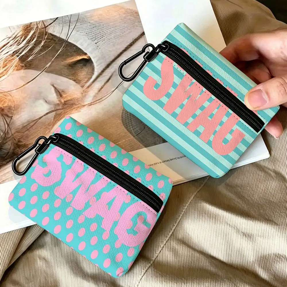 S-SWAG Mini Oxford Cloth Coin Purse With Carabiner Hook Portable Key Card Wallet Small Zipper Storage Pouch