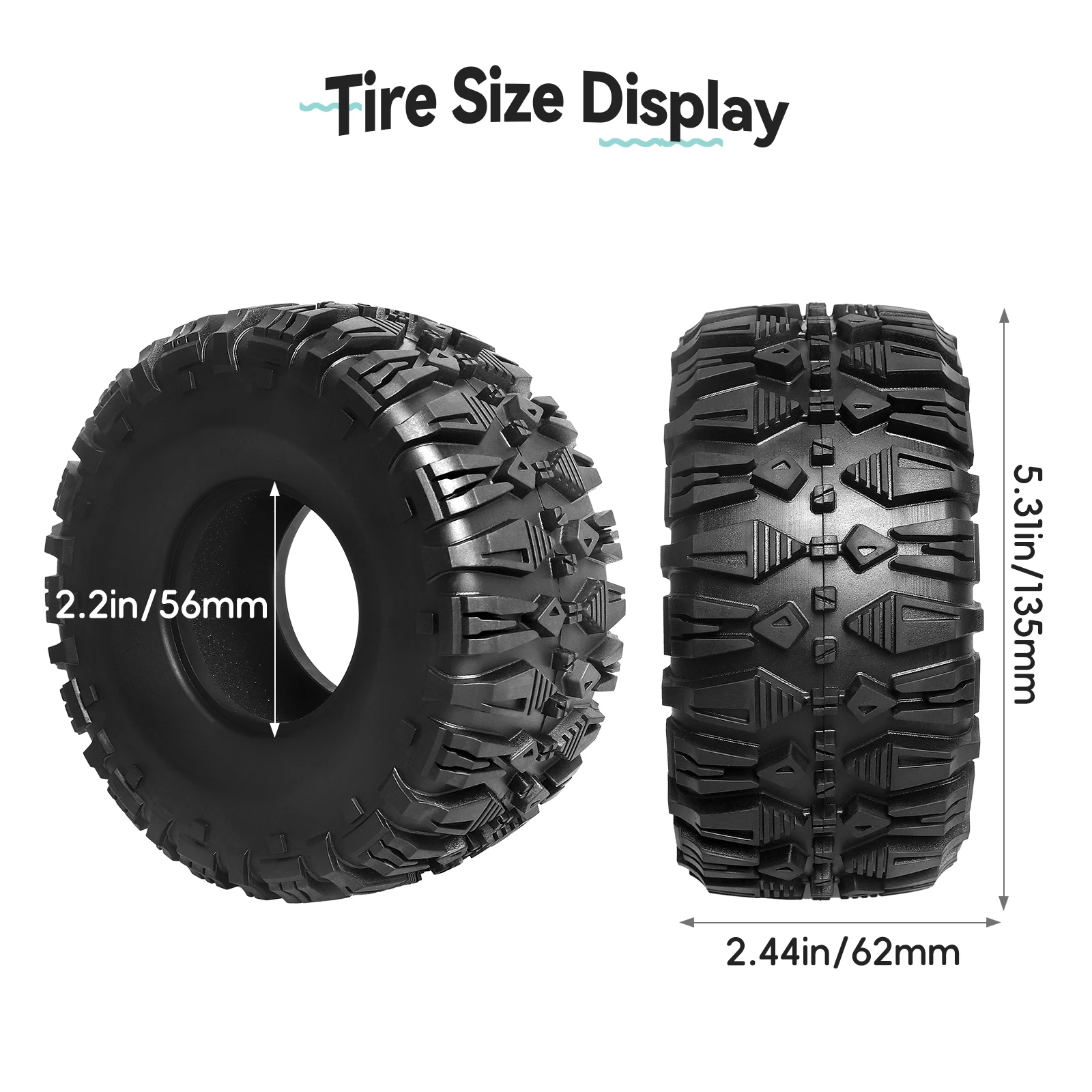 HobbyPark Super Soft 2.2 Crawler Tires 1/10 Rock Climbing Tyres Mud for Traxxas TRX4 Axial SCX10 II Redcat Gen 8 Gen7 Everest 10