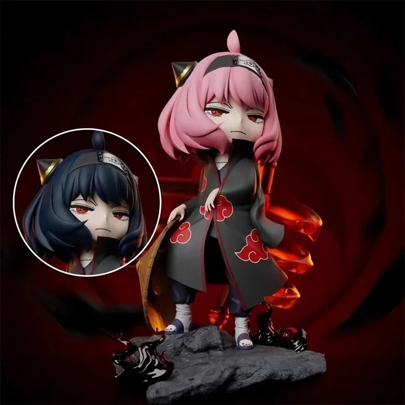 

20cm Anime Spy Family Anya Forger Cos Uchiha Itachi Kawaii Two Heads Figures Model Statue Figurine Collection Toy Birthday Gift