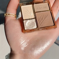 Four-color contouring tray, high-gloss contouring integrated tray, portable matte brightening powder, waterproof high-gloss eyes