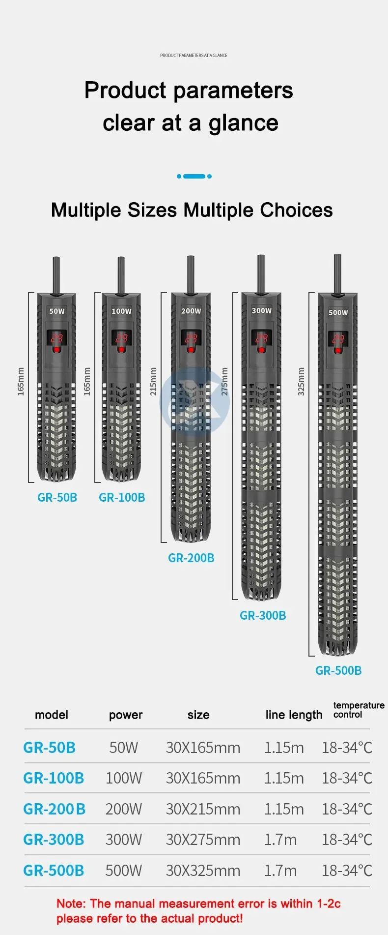 Aquarium Tauch Heizung Aquarium LCD Display Digital Einstellbare Wasser Heizstab Konstante Temperatur Control 500 W – Detail 14