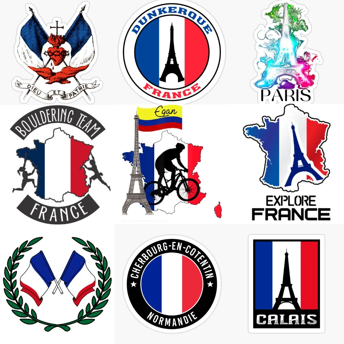 

France Flag Map Eiffel Tower Creative Personalized Stickers for Car Bicycle Window Helmet Fridge Wall Decoration Accessories