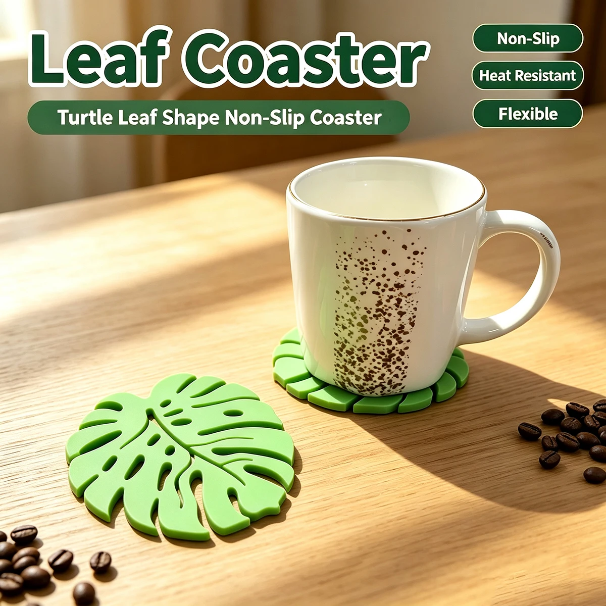 Monstera-Shaped Coaster, Heat-Insulating and Anti-Scalding Coaster, Household Desktop Non-Slip Hollowed-Out Tea Cup and Water Cup Mat