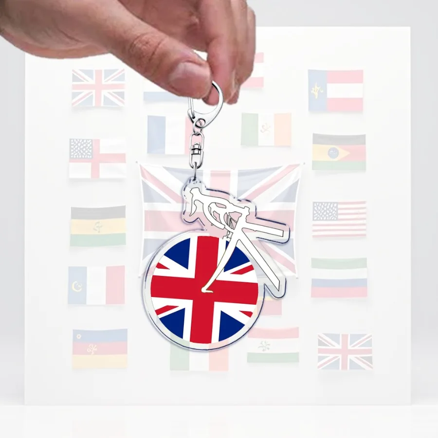 National Country Flags Bike Rider Keychains for Accessories Bag United States Mexico Spain France Chile Keyring Jewelry Gifts