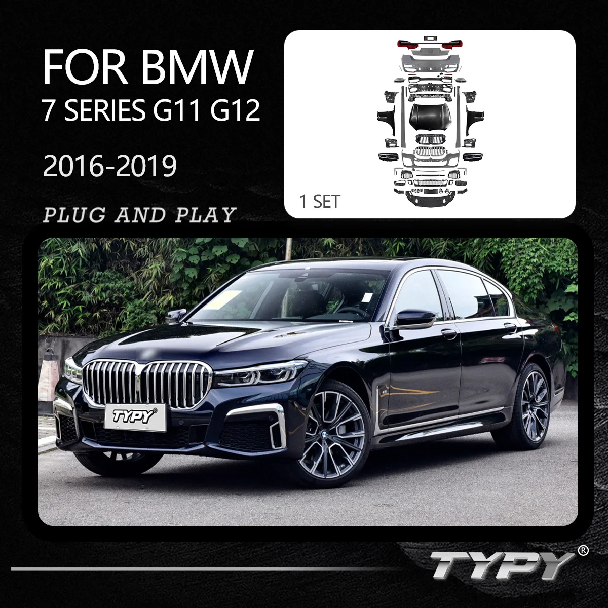 TYPY Body kit For BMW 7 Series G11 G12 Upgrade To G12 M760 Front And Rear Bumpers For Auto Lights