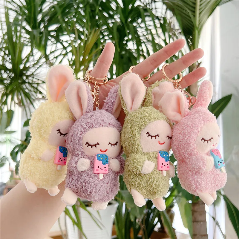 Peluche mignonne en forme de lapin qui mange de la glace pour couple, pendentif en forme de continent, jouet créatif et amusant pour décorer, nouveauté