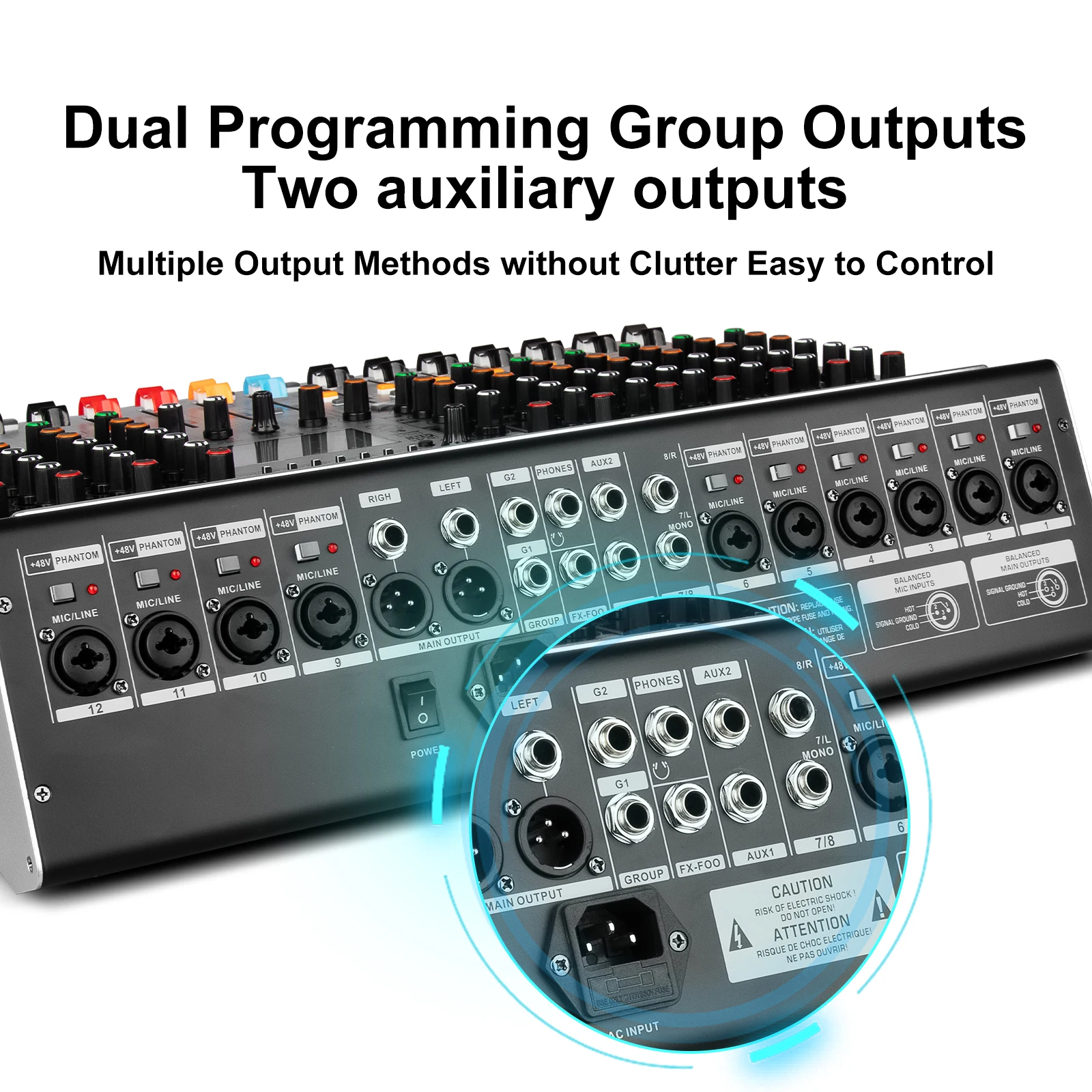 TX-12 12 Channel 99 DSP Digital Mixer Professional Powered DJ Controller Audio Mixing Console Power Sound Mixer with USB