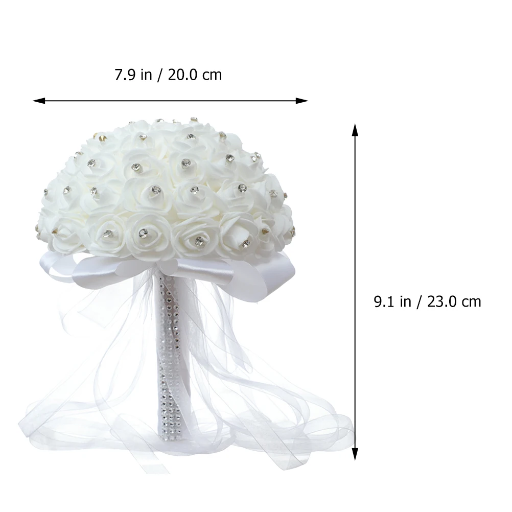 

Rose White Wedding Bouquet Artificial Flower Ultraviolet Light Textile Simulated Bride