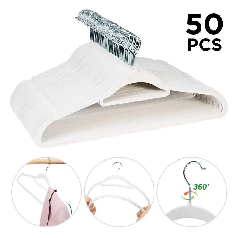 

Velvet Hangers,50 Pc Beige Clothing Hangers,Non-Slip and Durable Coat Hangers,Heavy Duty Hangers with 360 Degree Rotatable Hook