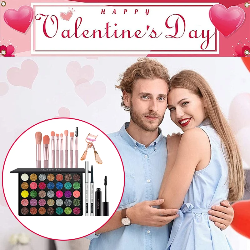 Kit de maquillaje todo en uno, juego de kit de maquillaje para ojos, caja de regalo de maquillaje que incluye pestañas, delineador de ojos, sombra de ojos, brocha de maquillaje para festivales festivos