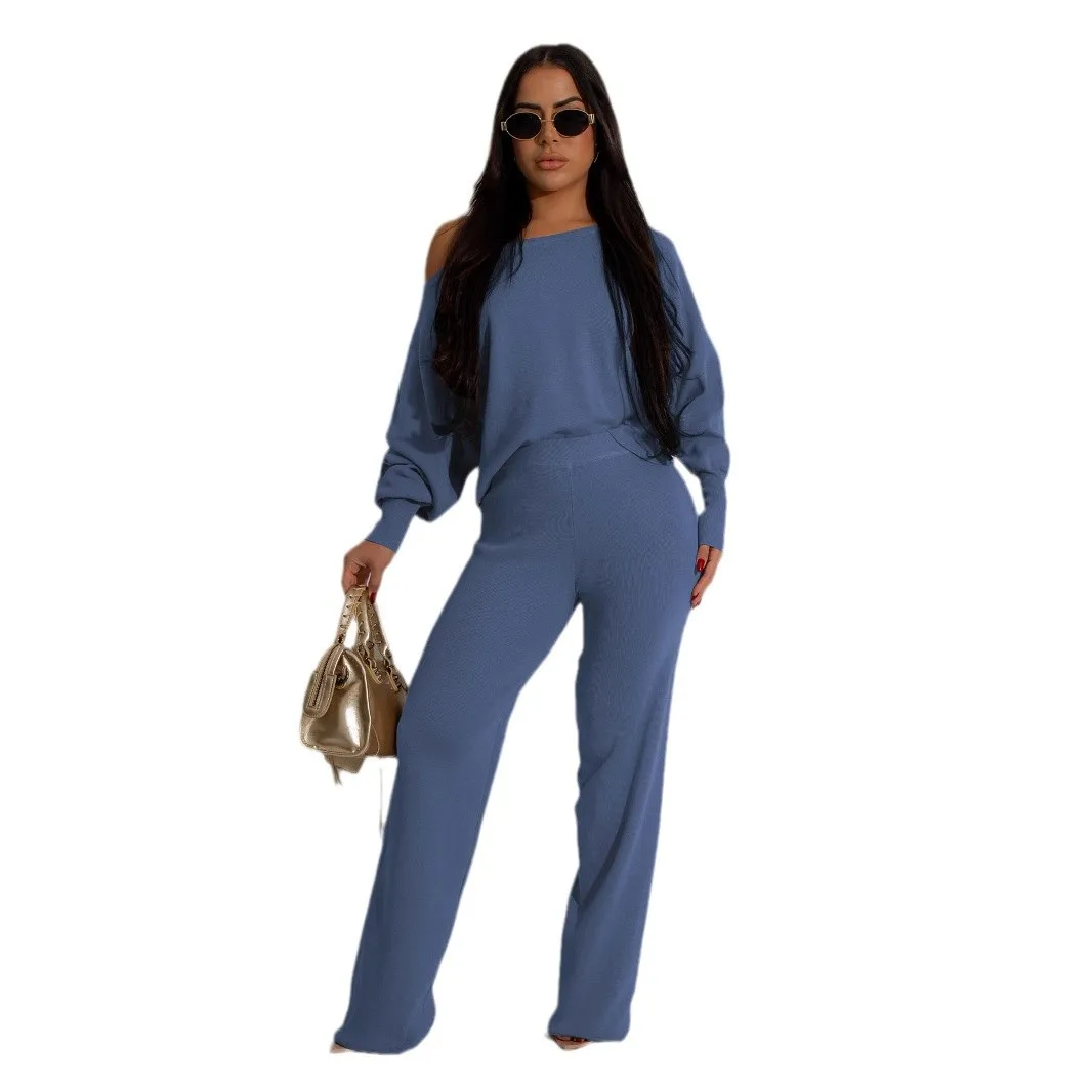 ชุดเซ็ทลำลองสองชิ้นสำหรับผู้หญิง สีพื้น เสื้อฮู้ดหนา แฟชั่นทันสมัย ทรงหลวม ไหล่ตก สไตล์สบายๆ  ฤดูใบไม้ร่วง/ฤดูหนาว 2025