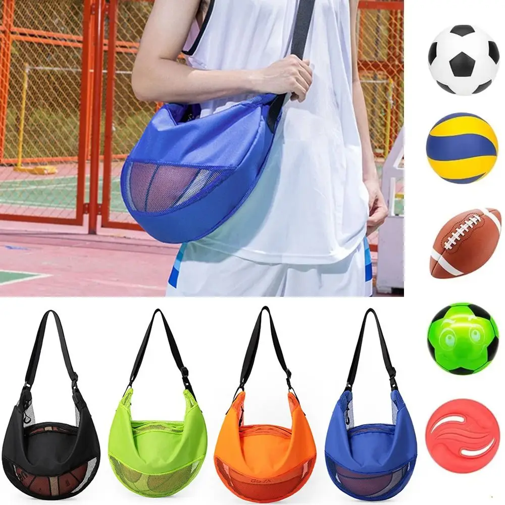Multifunktionale Basketball-Netztasche, atmungsaktiv, mit Reißverschlusstasche, einzelne Balltasche, verstellbar, tragbar, Sportball-Umhängetasche
