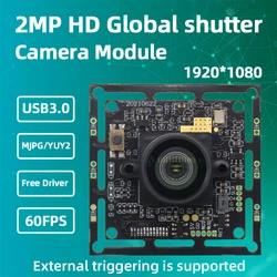 2 million global shutter exposure, camera module 60FPS high-speed capture, support external trigger, low latency USB3.0