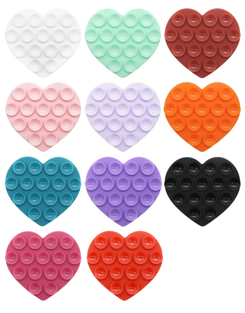 Heart Shaped Double-sided Silicone Suction Cup Phone Sticker Self-adhesive Anti Slip Suction Phone Support Bracket Suction Cup