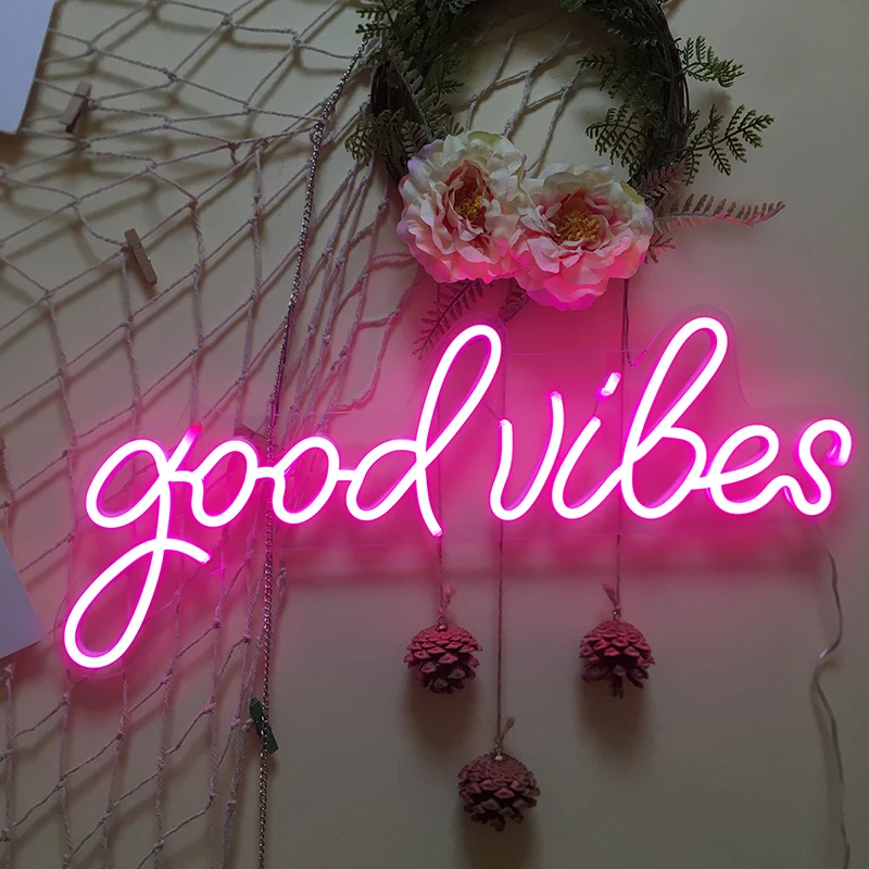 Good Vibes Only Neon Sign Light USB Powered Acrylic Transparent Flex Party Home Decor Led Night Light Neon Sign Lamp for Bar