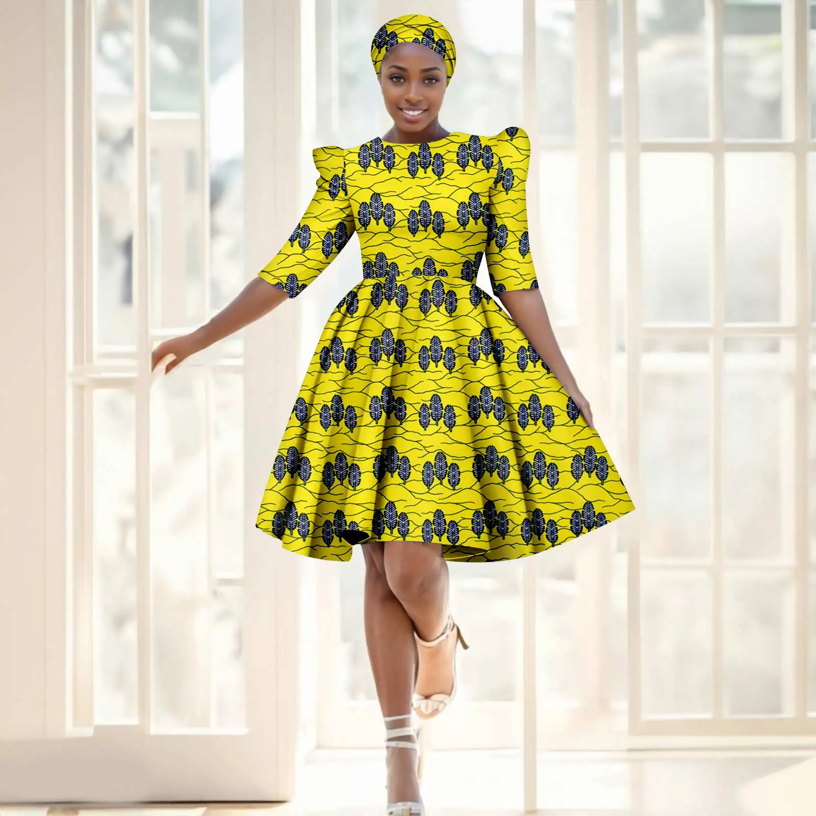 ชุดเดรสแอฟริกันสำหรับผู้หญิงชุดเดรสออกงานเลี้ยงตอนเย็นสง่างามชุดสั้นที่หรูหราคอกลมพร้อมผ้าโพกหัวชุดแต่งงานแบบชนเผ่า2425081สำหรับฤดูร้อน