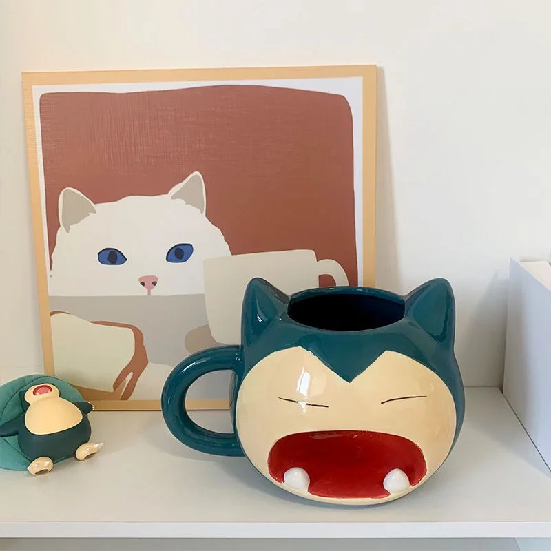 Kawaii Cartoon Pokรฉmon Snorlax Action Figure Toys Ceramic Cute Cup High Capacity Mug Creativity Christmas Gifts For Children