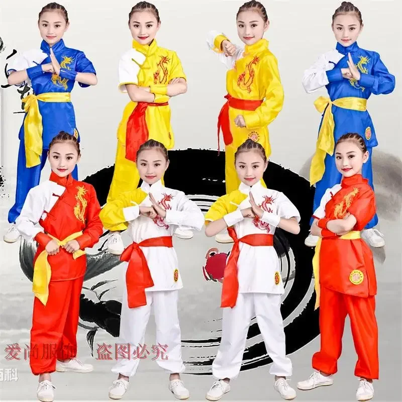 Kinder Chinesische Traditionelle Wushu Kostüm Uniform Kung Fu Anzug für Kinder Jungen Mädchen Bühne Leistung Kleidung Set