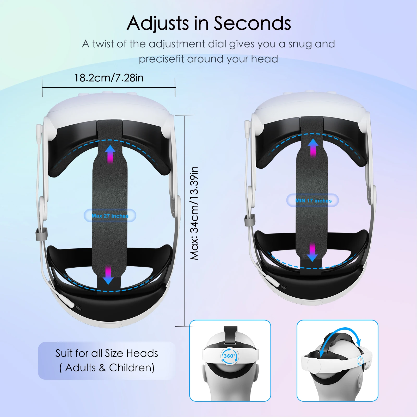 Kopfband mit 10000-mAh-Akku für Meta Quest 2/Quest 3/3S VR-Headset, Elite-Ersatzband für verbesserten Tragekomfort, 15/18-W-Schnellladung. – Detail 4