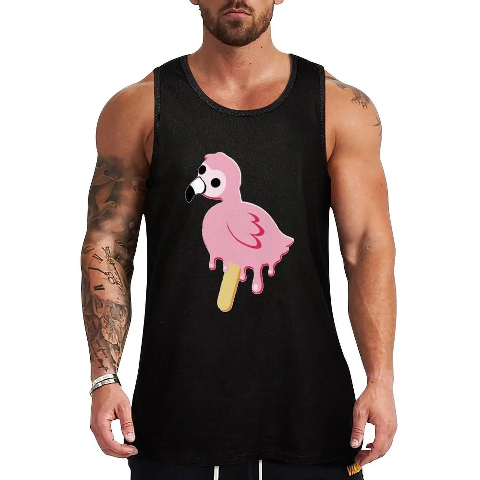 Flamingo Melting Pop Tank Top Retro Graphic Tank Top Vintage Print Sleeveless Shirt