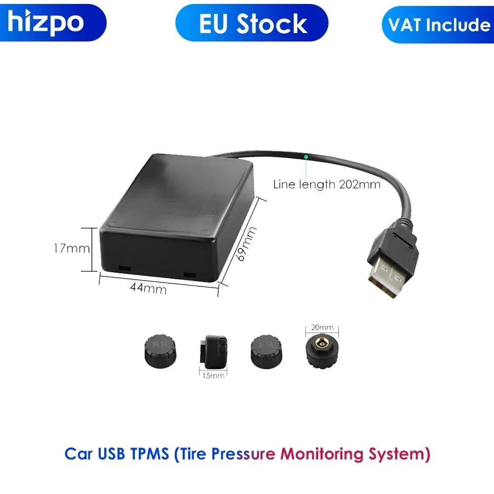 Hizpo Car TPMS (sistema di monitoraggio della pressione dei pneumatici) USB per lettore multimediale Android Display di navigazione per auto Autoradio