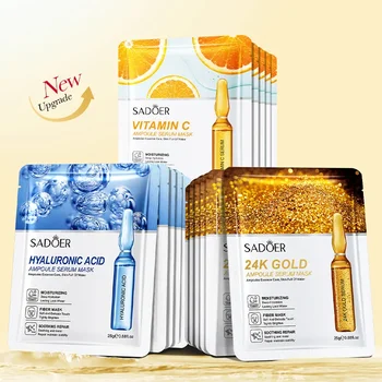 10-Piece Set Sadoer 24K Gold Vitamin C Hyaluronic Acid Mask Moisturizing Firming…