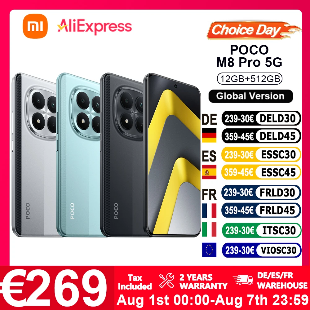 Globale Version POCO M8 Pro 5G Smartphone 6,83 Zoll Snapdragon ®   7s Gen 4 IP69K 6500mAh 50MP Hauptkamera 100W HyperCharge Bluetooth 5.4 NFC Xiaomi